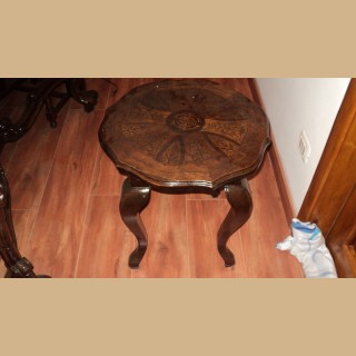tavolino antico intarsiato in noce alt 56 per 50